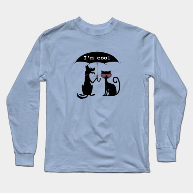 Cat Wearing Sunglasses Long Sleeve T-Shirt by Primigenia